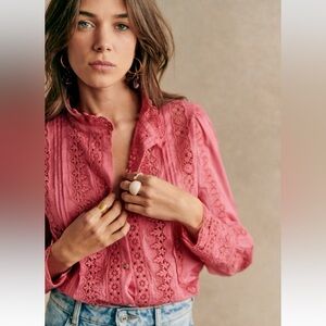 NWOT Sezane Rym Blouse in Light Rosewood, Size 38 / 6